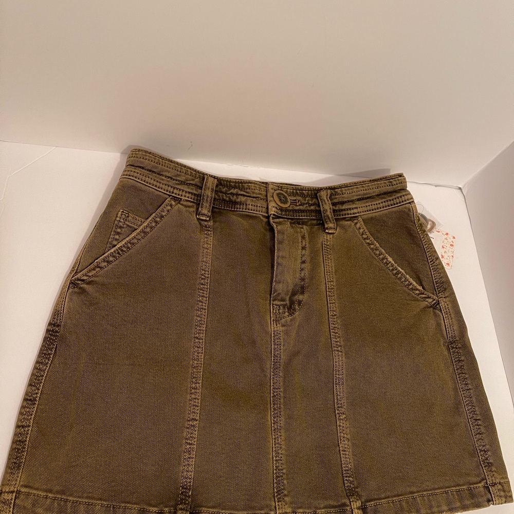 We The Free Denim Mini Skirt, Antique Brass, size 26”(S) NWT